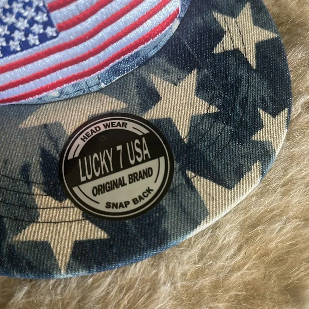 Lucky 7 Blue Denim Cap with Black Accents NWOT (4420) OS